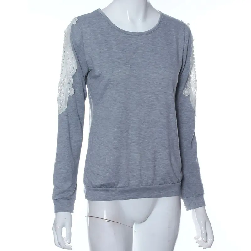 Forward Womens Sexy Lace Splice Long Sleeve Shirt Tops 4