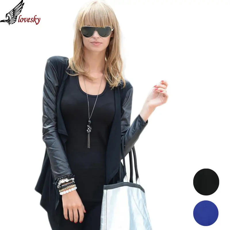 Forward Womens Splice Leather Long Sleeve Shawl Kimono Cardigan Tops Cover Up Plus Size 3