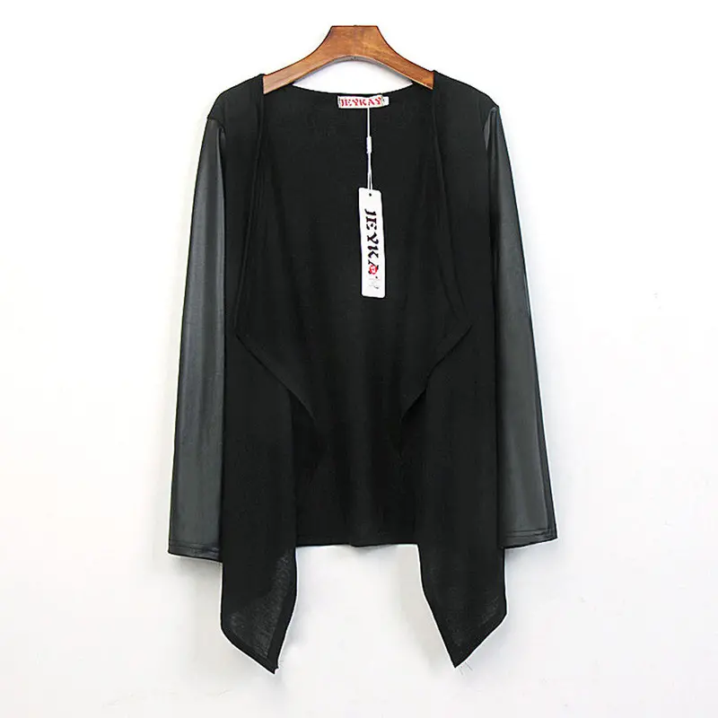 Forward Womens Splice Leather Long Sleeve Shawl Kimono Cardigan Tops Cover Up Plus Size 5