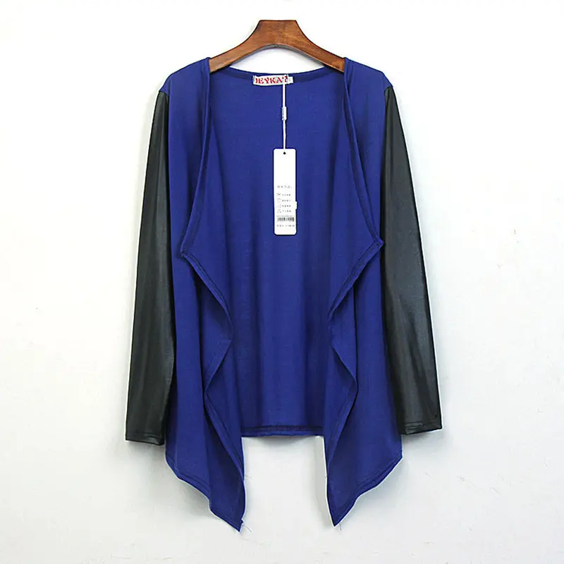 Forward Womens Splice Leather Long Sleeve Shawl Kimono Cardigan Tops Cover Up Plus Size 7