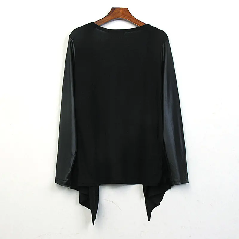 Forward Womens Splice Leather Long Sleeve Shawl Kimono Cardigan Tops Cover Up Plus Size 8