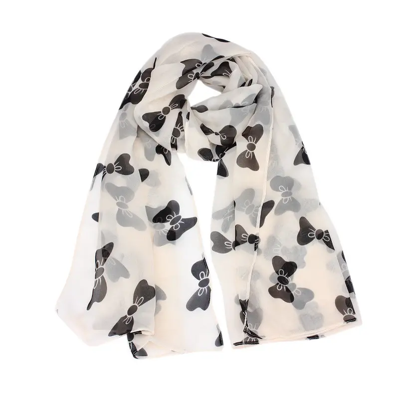 Foulard 3 Colors Women Bowknot Scarf Chiffon Scarves Feida 1