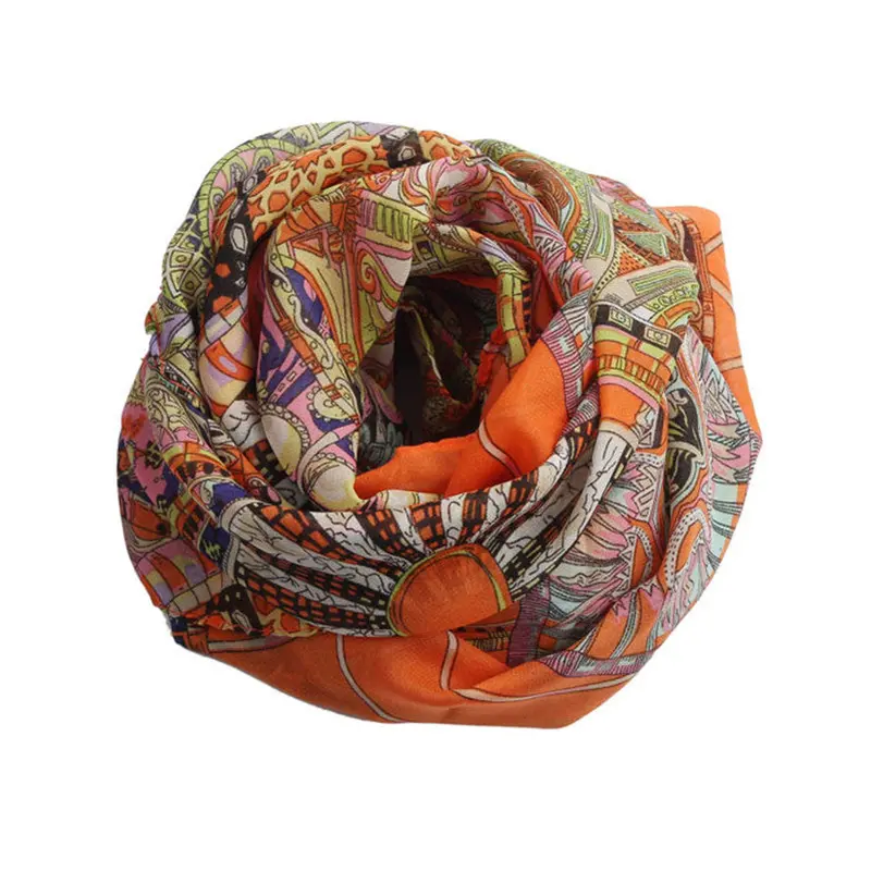 Foulard Women Girl Chiffon Printed Silk Scarf Long Soft Shawl Scarf Bufandas Fast Shipping Feida 3