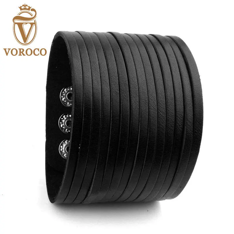 Free Fast Shipping Leather Cuff Wide Bracelet And Bangles Rope Snap For Men Fashion Man Braclets I0295 1