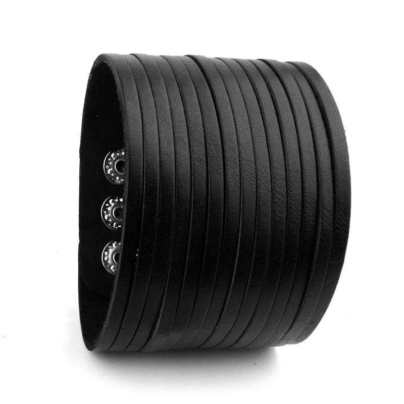 Free Fast Shipping Leather Cuff Wide Bracelet And Bangles Rope Snap For Men Fashion Man Braclets I0295 2