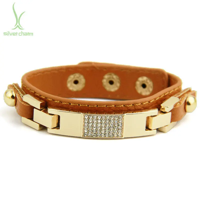 Free Fast Shipping Leather Cuff Wide Bracelet And Bangles Rope Snap For Men Fashion Man Braclets I0305 3