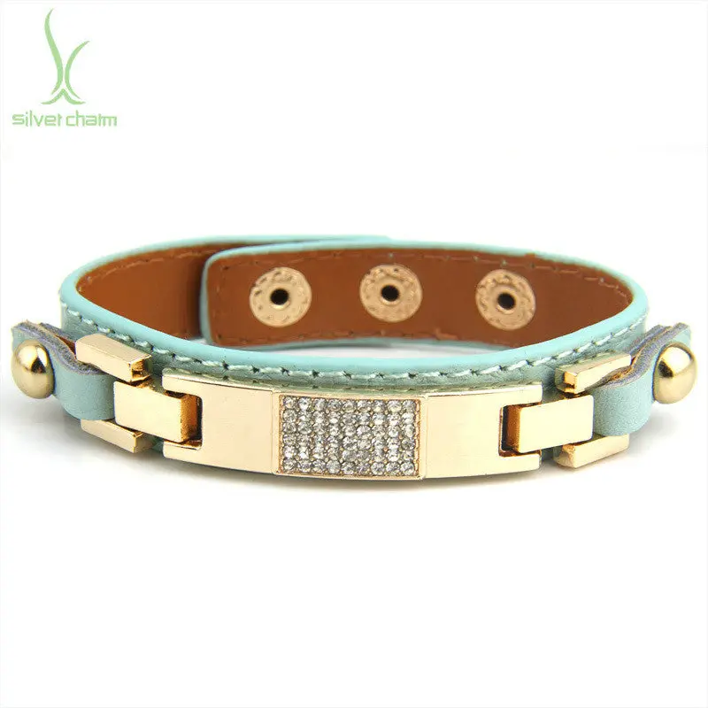 Free Fast Shipping Leather Cuff Wide Bracelet And Bangles Rope Snap For Men Fashion Man Braclets I0305 4