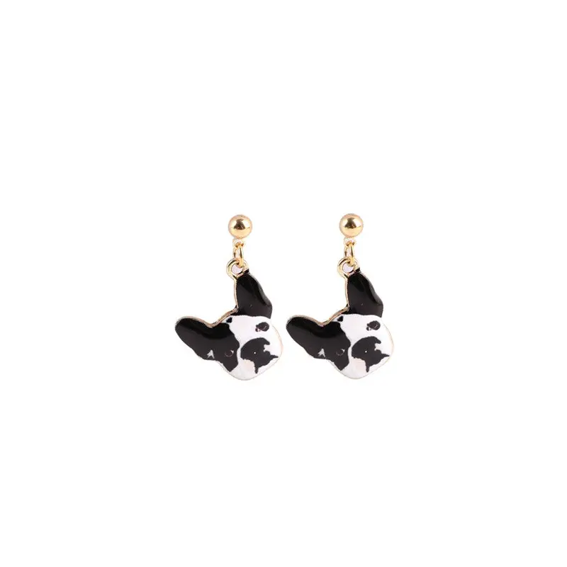 French Bulldog Drop Earrings Pet Dog Gold Earrings Party Gifts Oeh003 1