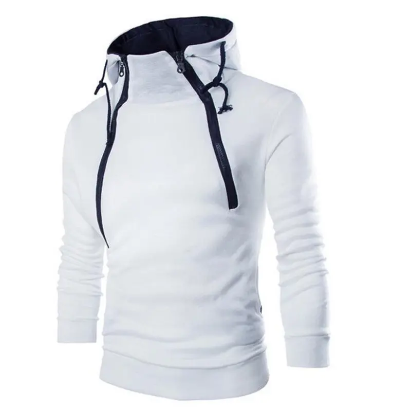 Front Double Zipper Design Thickened Hip Hoplong Sleeve Pullover Hoodies Style 1