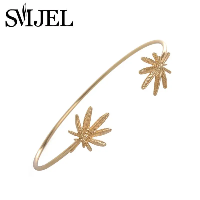 Fshion Bangle Detailed Maple Leaf Wire Cuff Bracelet Bangles Birthday Gifts G041 1