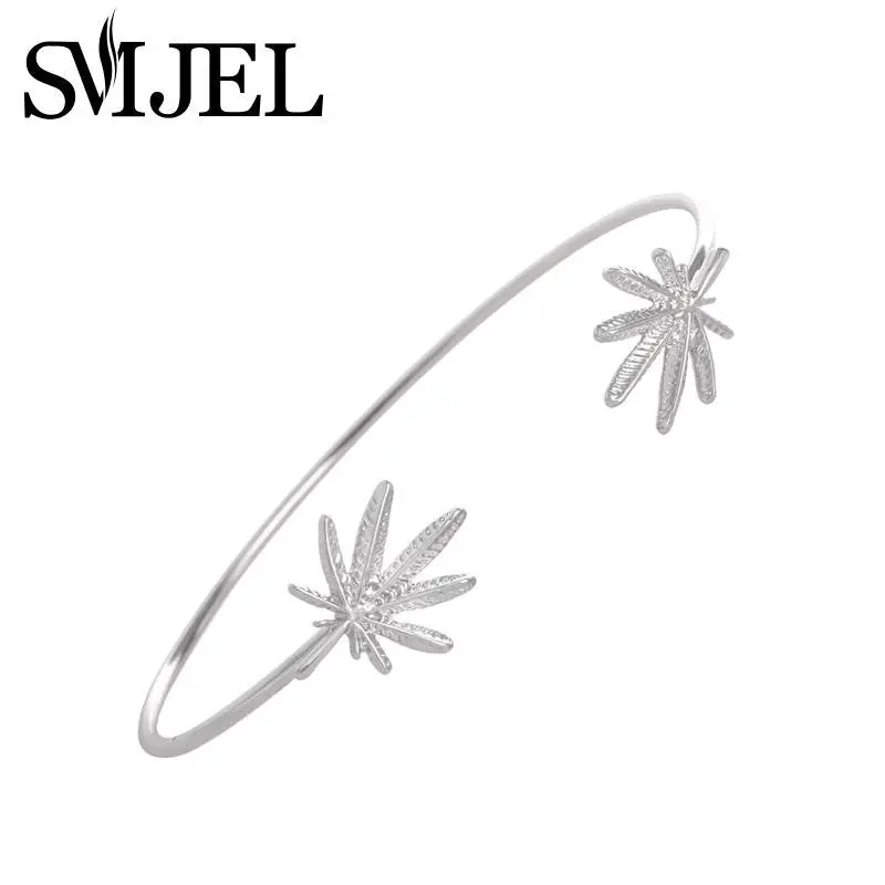 Fshion Bangle Detailed Maple Leaf Wire Cuff Bracelet Bangles Birthday Gifts G041 2