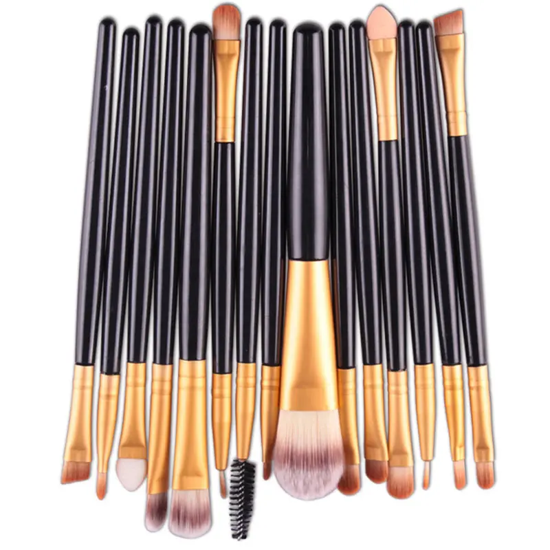 Functional Makeup Brush Gold Soft Bristles15 Pcs 1