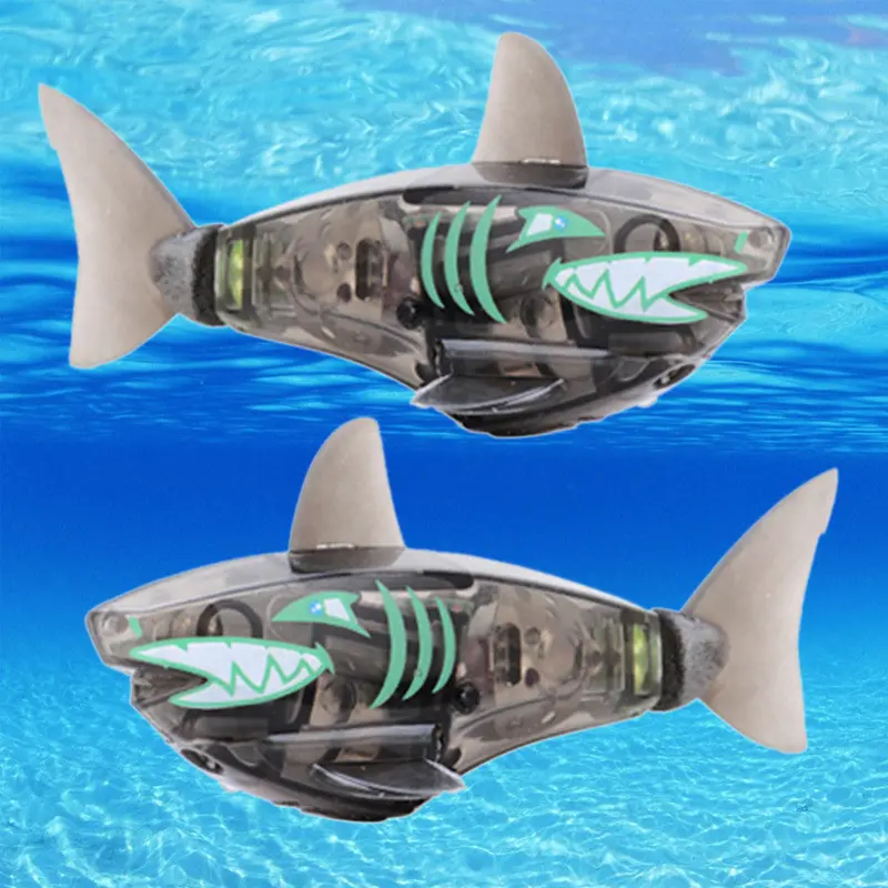 Funny Battery Powered Robot Fish Shark Electronic Fish Toy Lighting Swimming Bath Toys Black For Baby 1