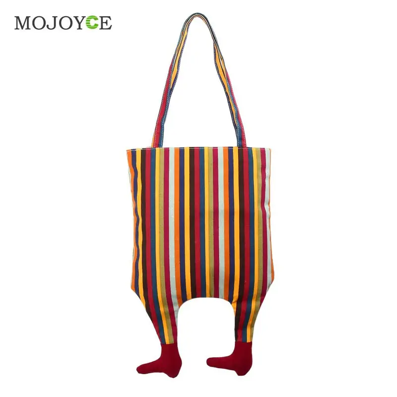 Funny Canvas Women Bag Contrast Color Stripe Shoulder Bags Handbags Women Famous Brands Bolsa Feminina Cutch Tote Bag Sac A Main 1