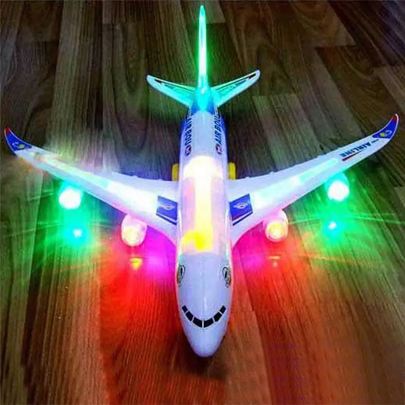 Funny Electric Airplane Child Toy Toys Moving Led Flashing Lights Sounds Aircraft Toy Rom Color 1