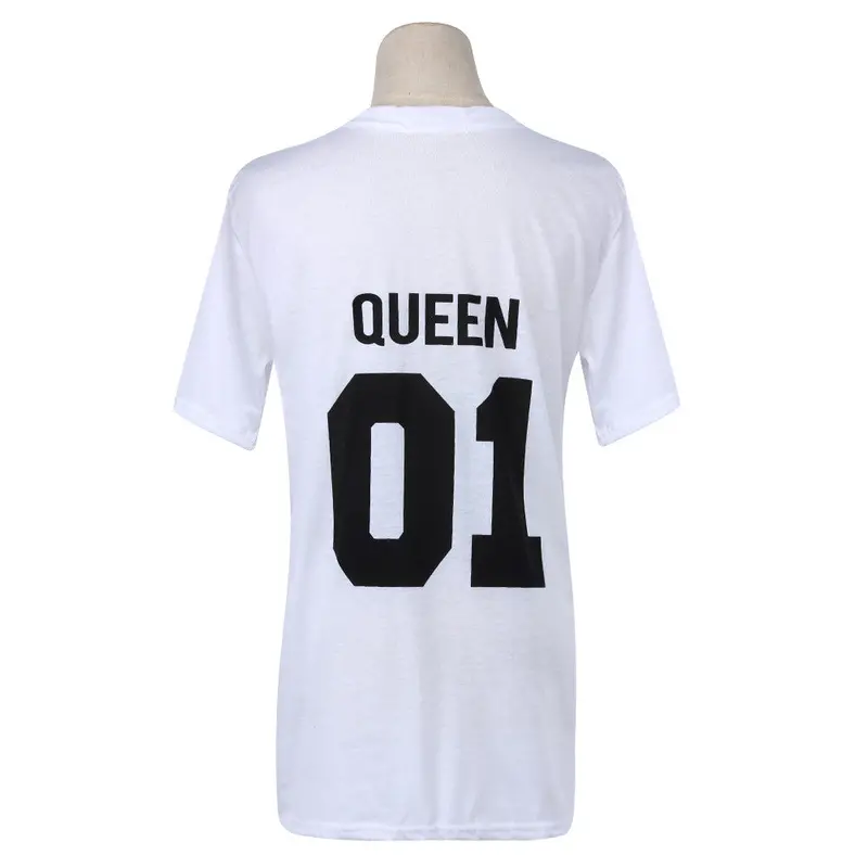 Funny Letter Print Couples Leisure Tops Sleeve O-Neck T-Shirt 7