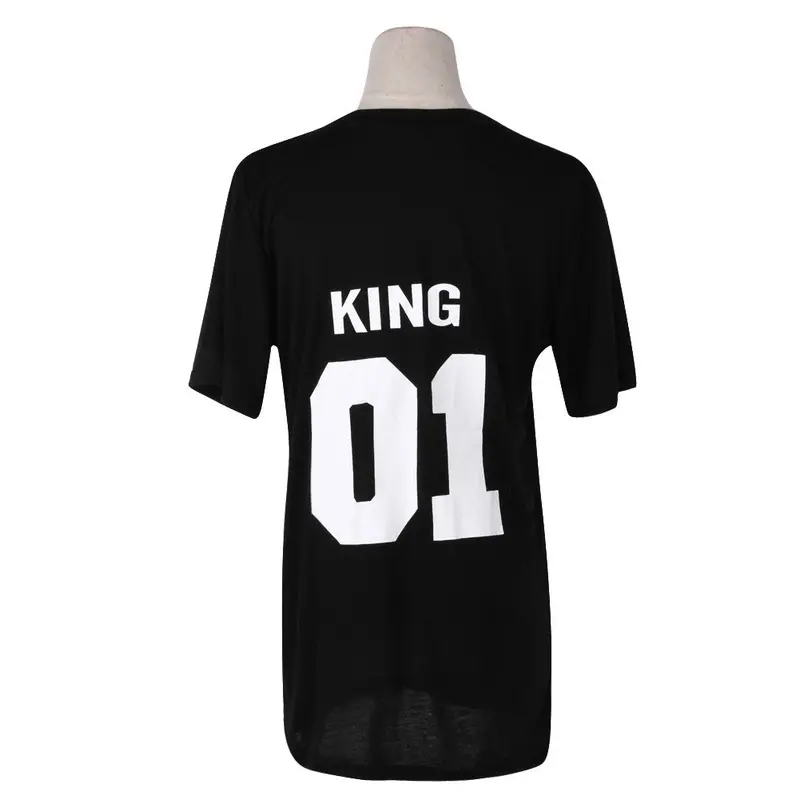 Funny Letter Print Couples Leisure Tops Sleeve O-Neck T-Shirt 7