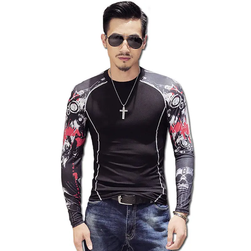 Funny T Shirts Tees Tops Camisa Masculina Casual Slim Fit O Neck Long Sleevedt Shirts 1