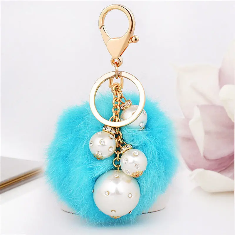 Fur Keychain Ball Cell Phone Car Keychain Llaveros Pendant Handbag Charm Keyrings Pink Fast Shipping Feida 2