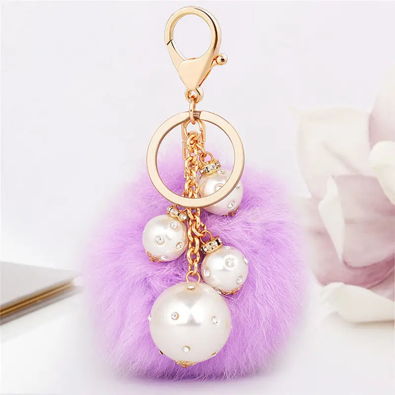 Fur Keychain Ball Cell Phone Car Keychain Llaveros Pendant Handbag Charm Keyrings Pink Fast Shipping Feida 4