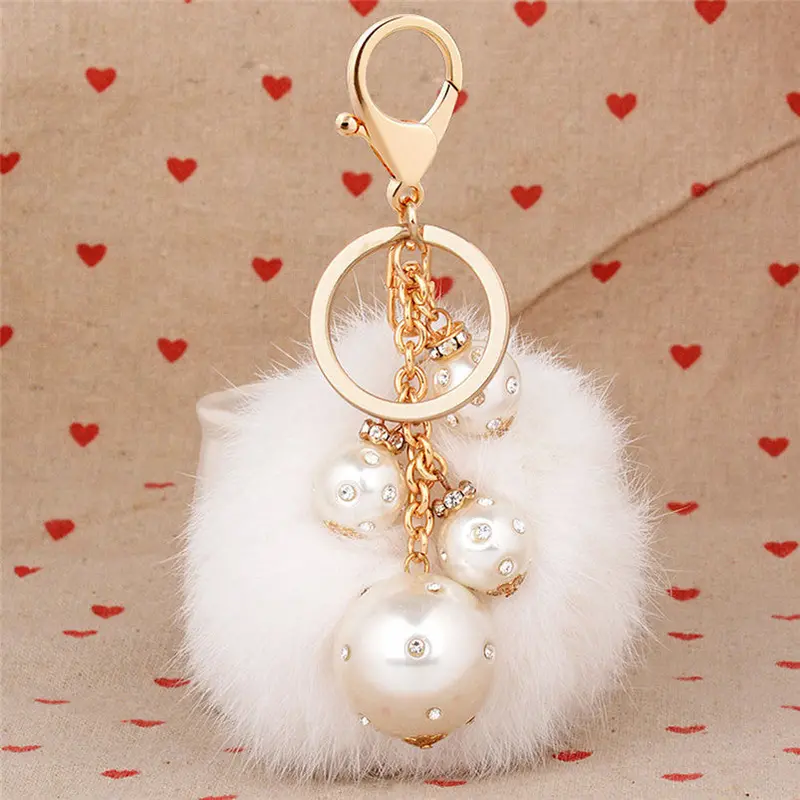 Fur Keychain Ball Cell Phone Car Keychain Llaveros Pendant Handbag Charm Keyrings Pink Fast Shipping Feida 5
