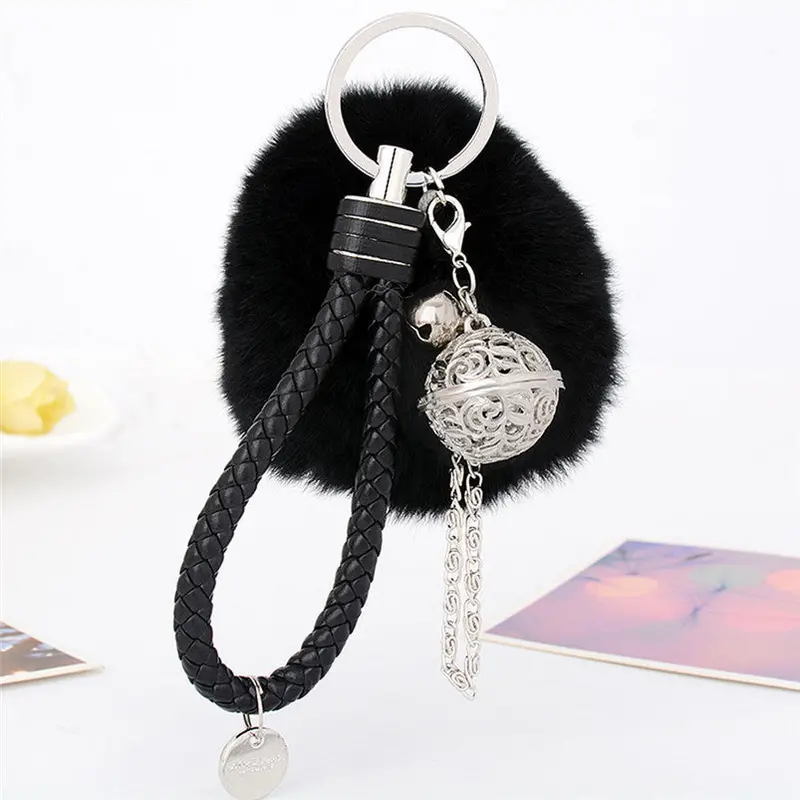 Fur Keychain Pompon Ball Cell Phone Car Keychain Llaveros Handbag Charm Key Ring Fluffy Keychain 8 Colors Fast Shipping Feida 1