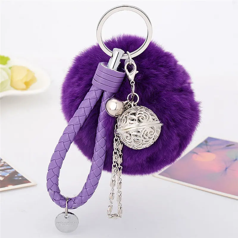 Fur Keychain Pompon Ball Cell Phone Car Keychain Llaveros Handbag Charm Key Ring Fluffy Keychain 8 Colors Fast Shipping Feida 6