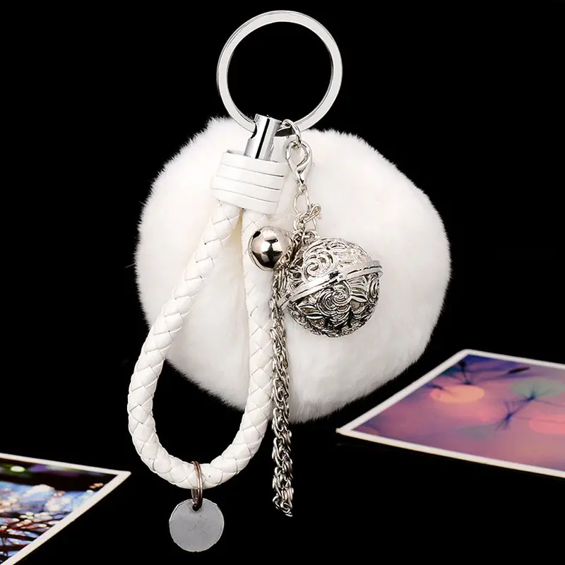 Fur Keychain Pompon Ball Cell Phone Car Keychain Llaveros Handbag Charm Key Ring Fluffy Keychain 8 Colors Fast Shipping Feida 8