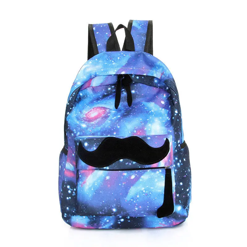 Galaxy Pattern Women Men Travel Backpack Canvas Leisure Bags School Bag Printing Packbag Mochila Feminina Blue 1