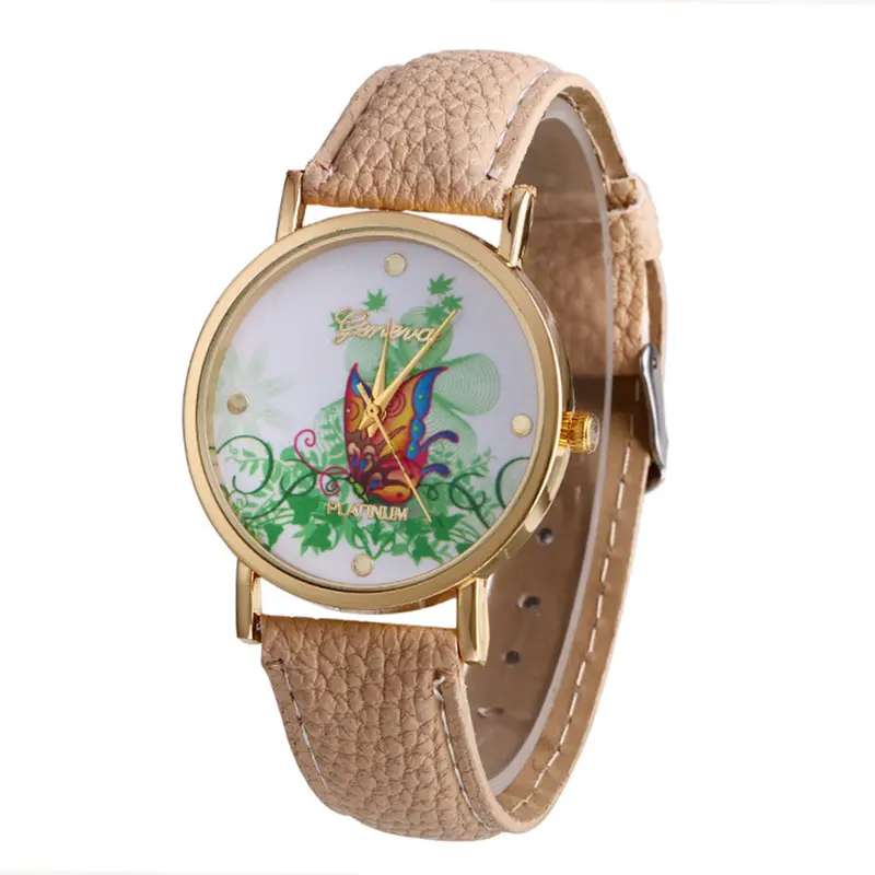 Geneva Butterfly Flower Print Watch Women Ladies Fashion Dress Quartz Wrist Watch Fast Shipping 1