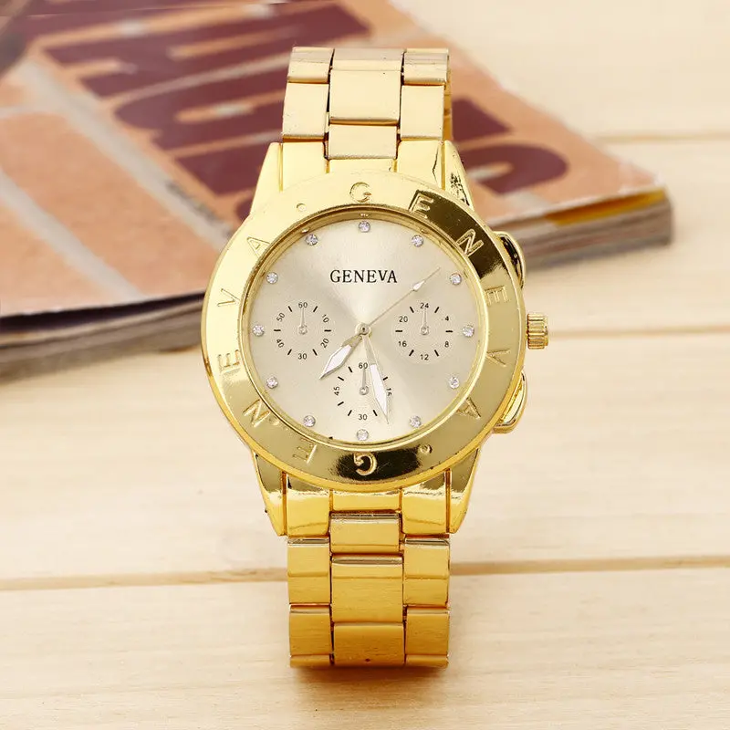 Geneva Ladies Girl Charm Stylish Watch Women Stainless Steel High Luxury Watches Quarz Clock Relogio Feminino Relojes 1