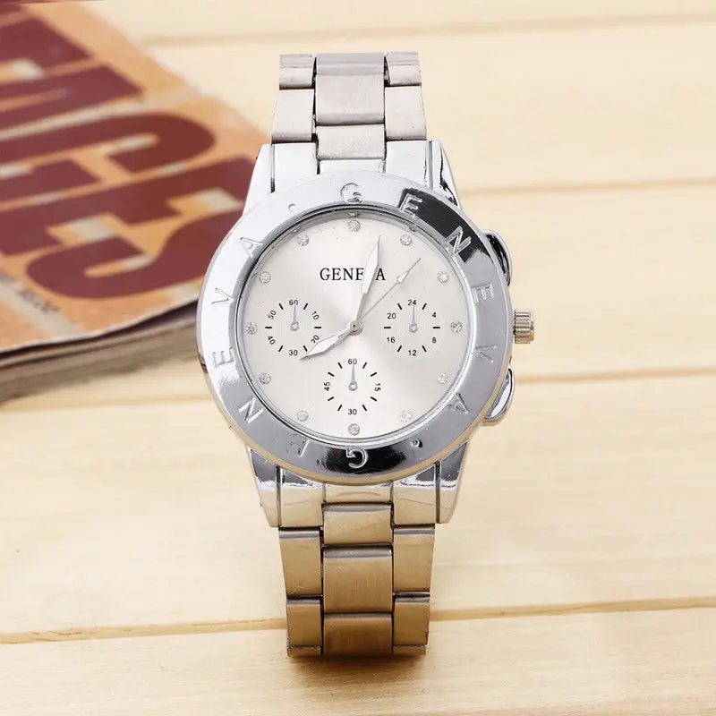 Geneva Ladies Girl Charm Stylish Watch Women Stainless Steel High Luxury Watches Quarz Clock Relogio Feminino Relojes 2