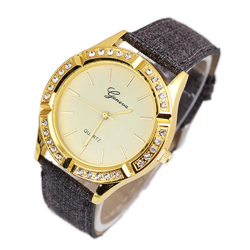 Geneva Ladies Watch Women Luxury Diamond Analog Leather Quartz Wrist Watch Montre Famous Watches Feida 1