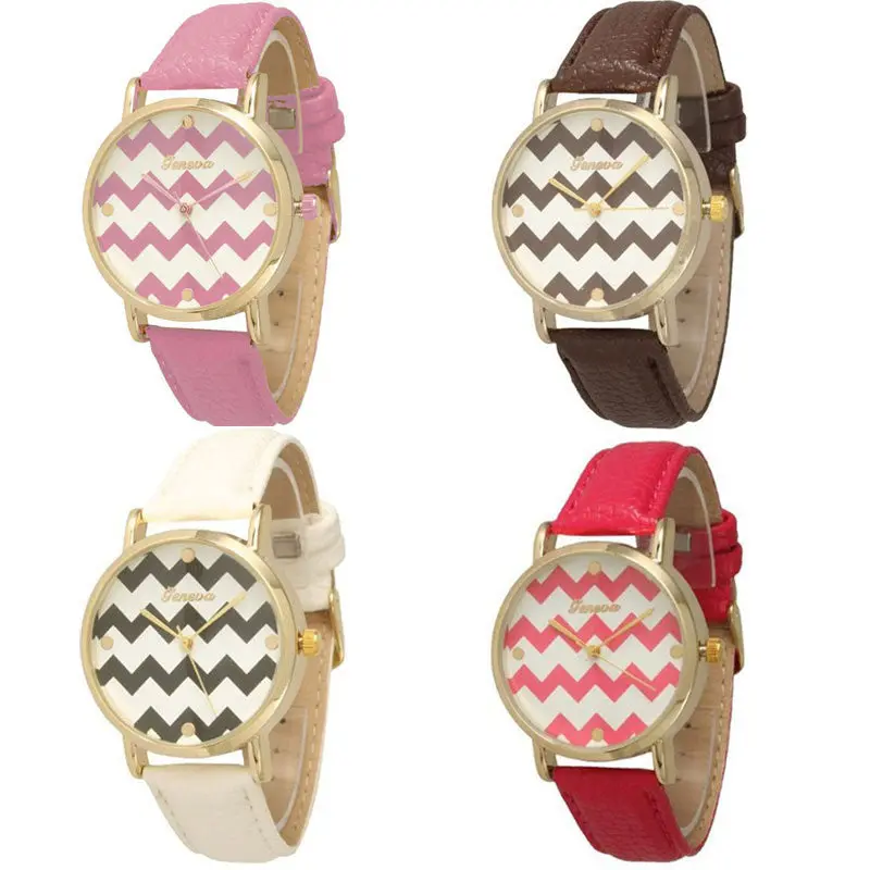 Geneva Lucury Women Leather Clock Dress Style Casual Retro Reloj Ladies Bracelet Watches & 1