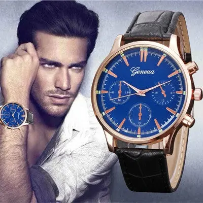 Geneva Men Watches Top Luxury Military Army Business Retro Design Pu Leather Band Watch Relogio Masculino 1