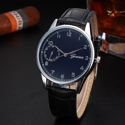 Geneva Mens Watches Top Luxury Retro Design Pu Leather Band Analog Quartz Watch Relogio Masculino 1