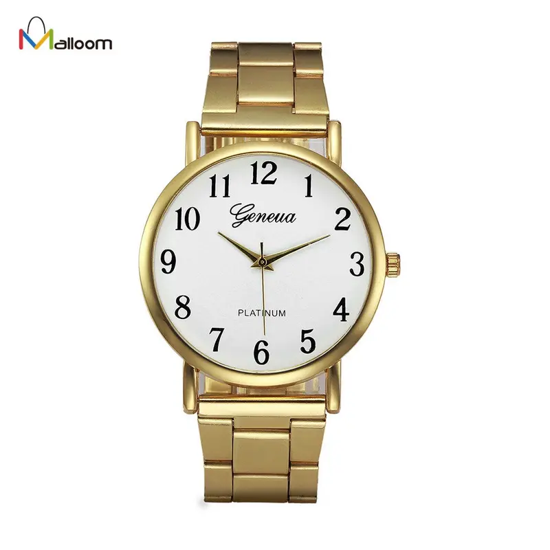Geneva Quartz Watch Gold Women Rhinestone Crystal Clock Stainless Steel Band Analog Bracelet Relogio Feminino 2