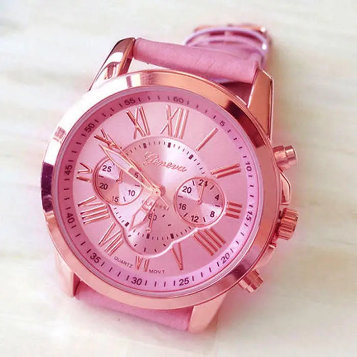 Geneva Watch Casual Quartz Watches Wristwatches Roman Numerals Faux Leather Relojs Dropship Mechanical Clock 1