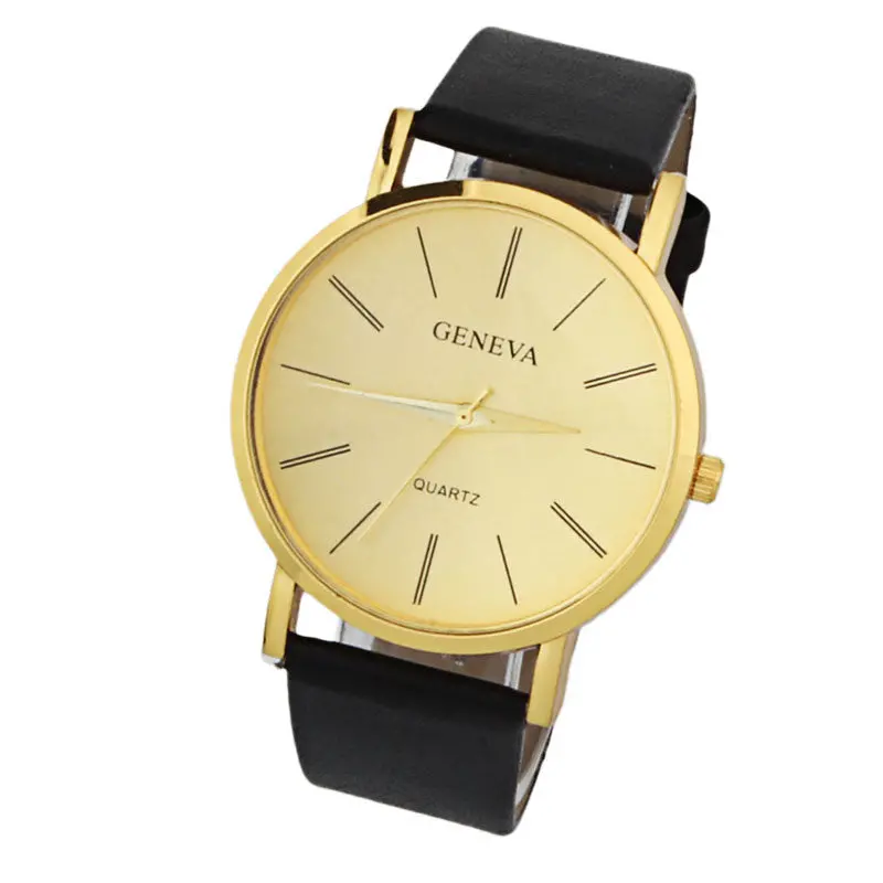 Geneva Watch Gold Watches Women Men Dress Watch Casual Simple Table Quartz Wrist Watch #H802 1