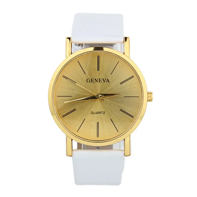 Geneva Watch Gold Watches Women Men Dress Watch Casual Simple Table Quartz Wrist Watch #H802 2