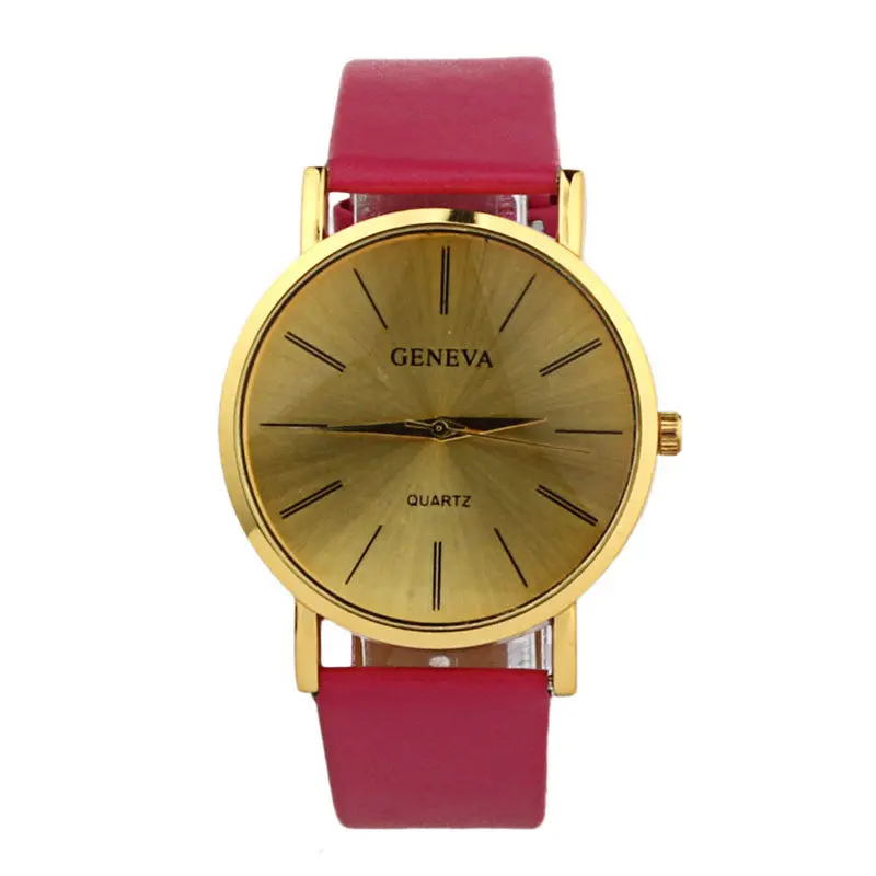 Geneva Watch Gold Watches Women Men Dress Watch Casual Simple Table Quartz Wrist Watch #H802 5