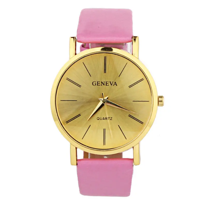 Geneva Watch Gold Watches Women Men Dress Watch Casual Simple Table Quartz Wrist Watch #H802 7
