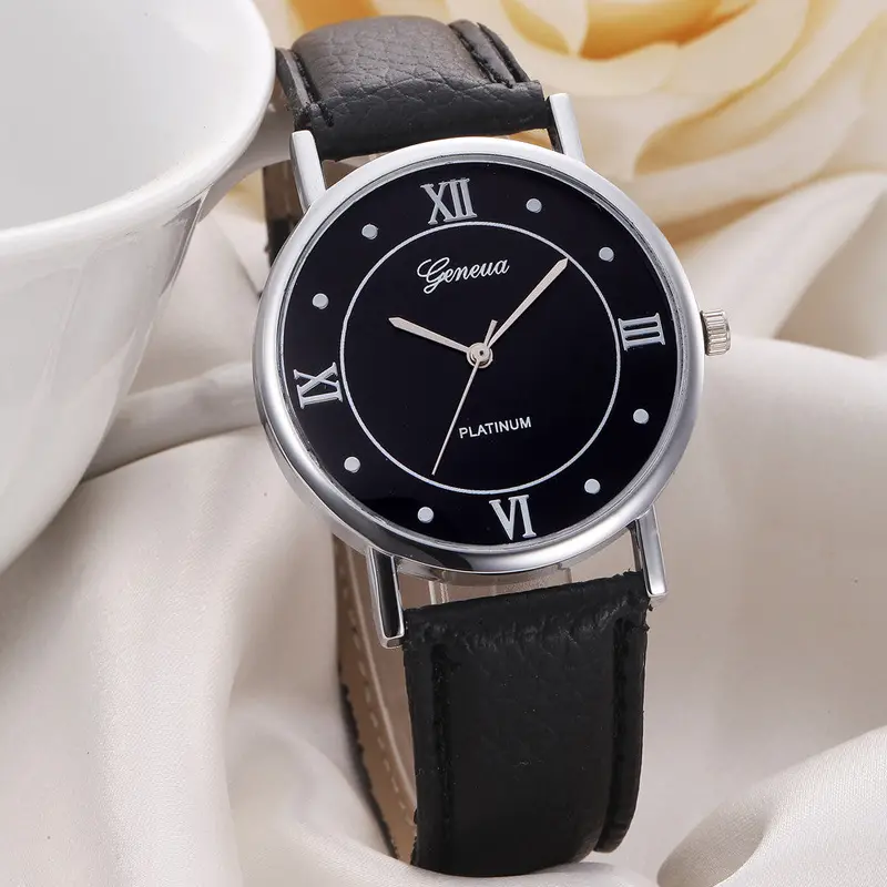 Geneva Watch Women Dress Watches Luxury Analog Quartz Clock Women Men Rhinestone Hour Relojes 2