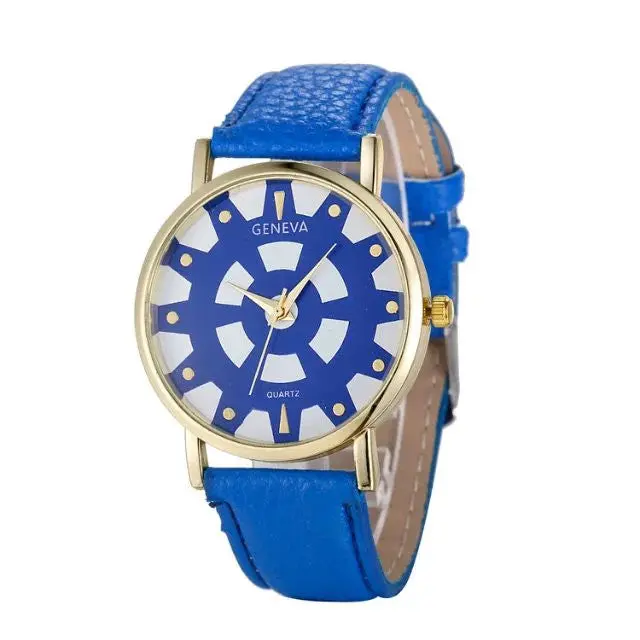 Geneva Watch Women Ladies Date Stainless Steel Leather Analog Quartz Wrist Watch Relogio Feminino Clock Women 2