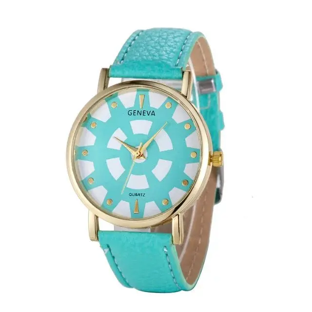 Geneva Watch Women Ladies Date Stainless Steel Leather Analog Quartz Wrist Watch Relogio Feminino Clock Women 3