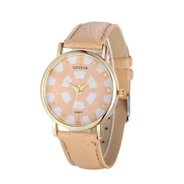 Geneva Watch Women Ladies Date Stainless Steel Leather Analog Quartz Wrist Watch Relogio Feminino Clock Women 4