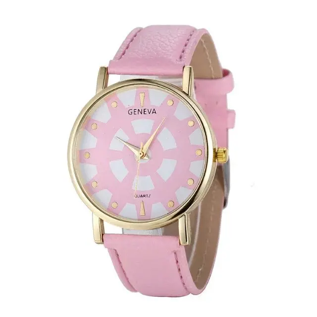 Geneva Watch Women Ladies Date Stainless Steel Leather Analog Quartz Wrist Watch Relogio Feminino Clock Women 5