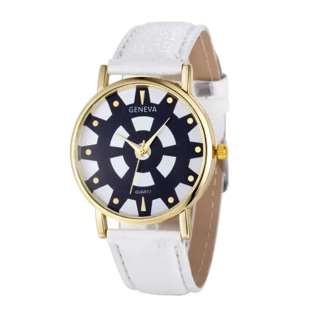Geneva Watch Women Ladies Date Stainless Steel Leather Analog Quartz Wrist Watch Relogio Feminino Clock Women 8