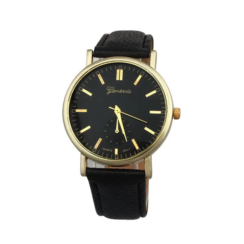 Geneva Watch Women Men Clocks Leather Band Analog Quartz Vogue Wristwatch Simple Classic Relojes 1