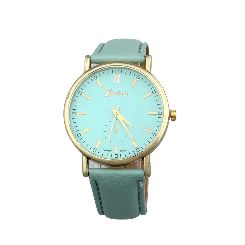Geneva Watch Women Men Clocks Leather Band Analog Quartz Vogue Wristwatch Simple Classic Relojes 3